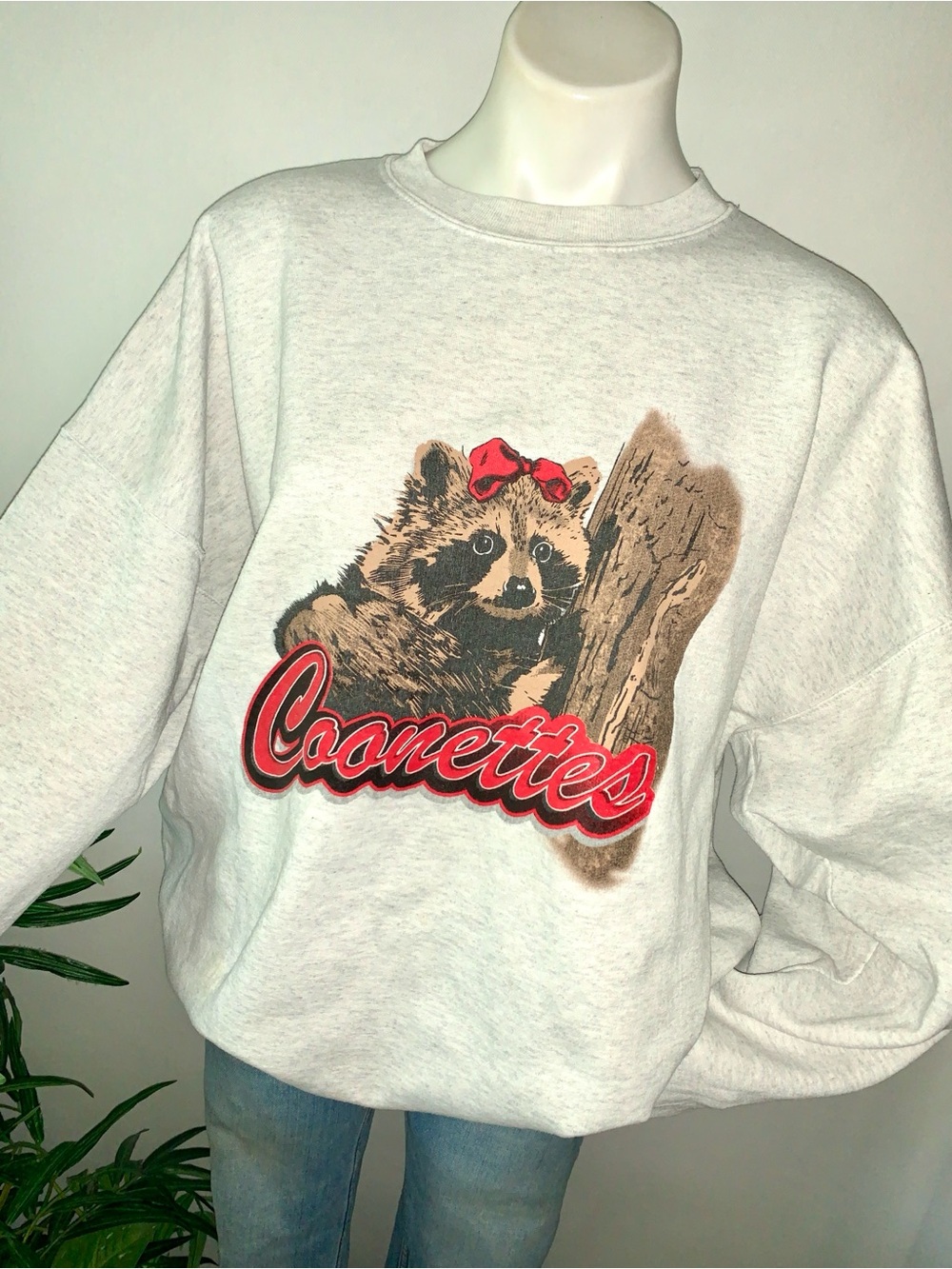 p a n d a :: Vintage Adorable Raccoon Bow Coonettes Graphic Sweatshirt